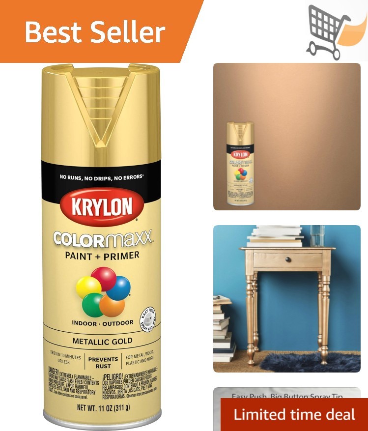 Spray Paint and Primer Metallic Gold 11oz Indoor Outdoor Rust Resistant