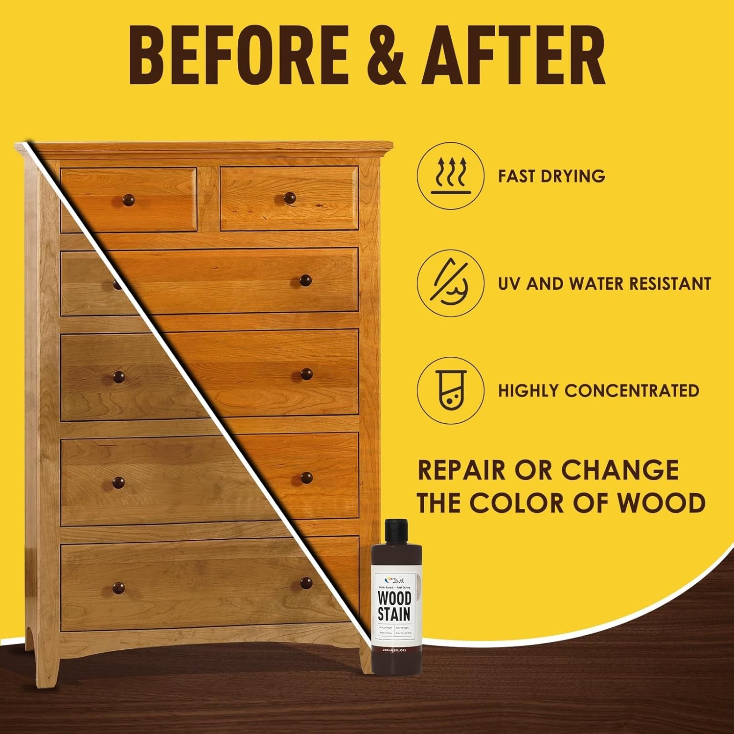 Water Based Wood Stain – Multiple Finishes, Fast Drying, Indoor and Outdoor F…