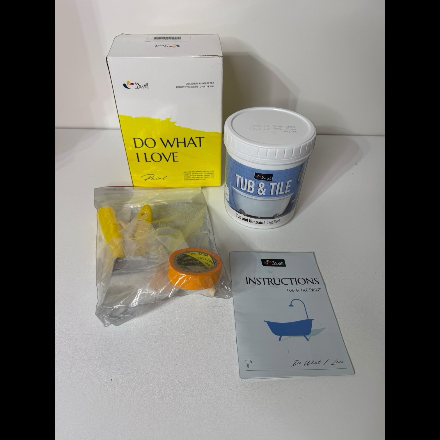 DWIL Tub & Tile Refinishing Paint Kit Water-Based White 35 oz