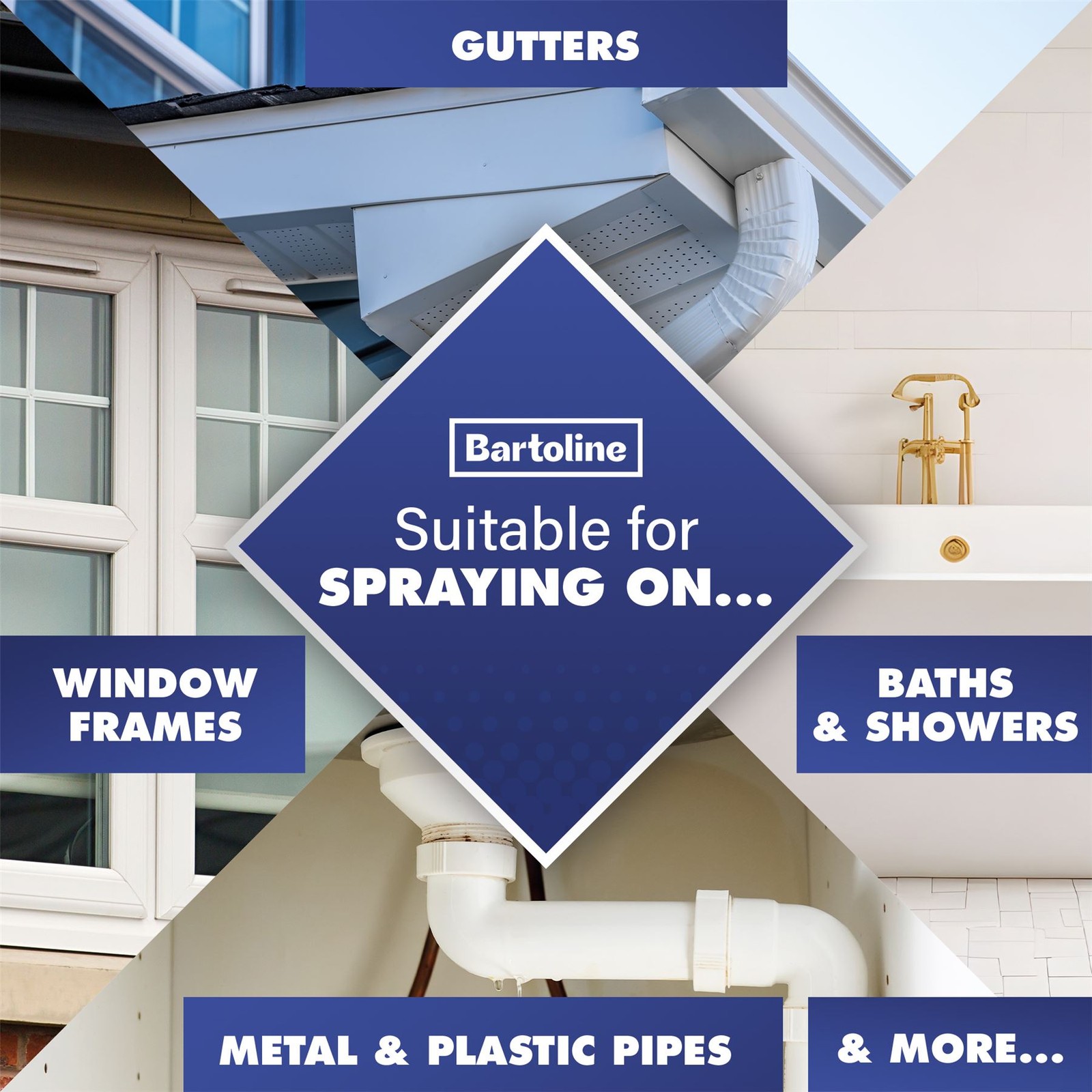 Bartoline Leak Sealer White Waterproof Spray Pipe Roof Frame Repair 13.53oz