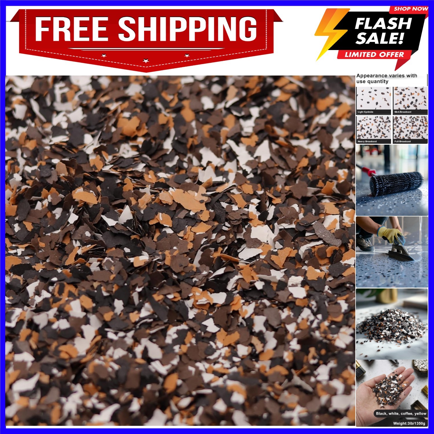 Blend Color Chips for Garage,Epoxy Floor Flakes Concrete Floor Coatings Decor…