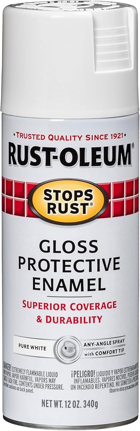 Rust-Oleum Stops Rust Protective Enamel Gloss White Spray Paint 12 oz. USA