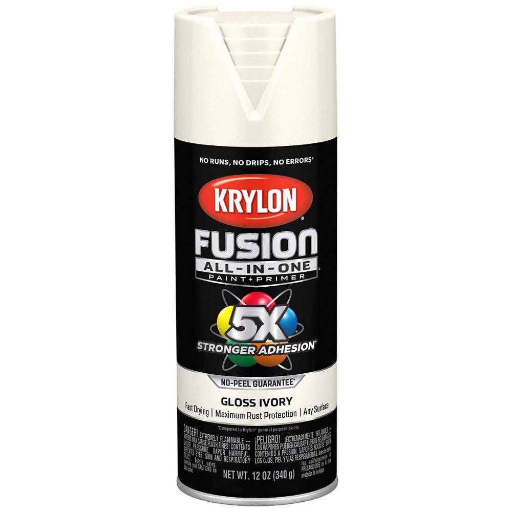 KRYLON K02711007 Spray Paint,Ivory,Gloss,12 oz. 55EG68