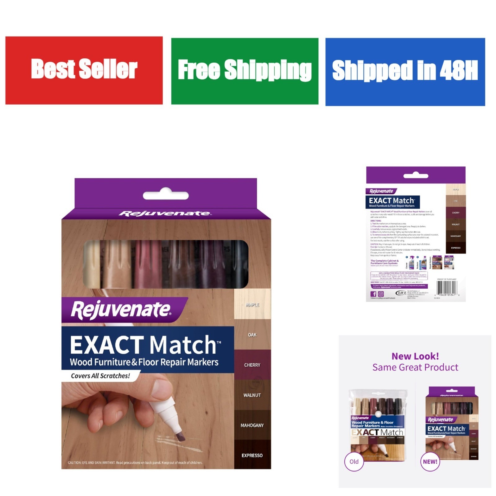Rejuvenate Wood Furniture & Floor Repair Markers, 6 Count, Brown