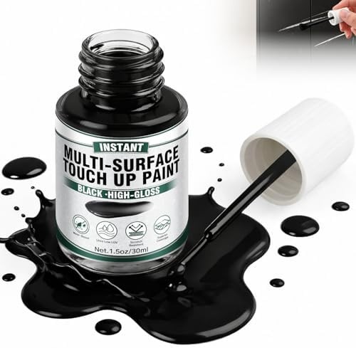 Black Touch Up Paint Pen, High Gloss Black Paint for Scratch Repair, Multi-Surfa