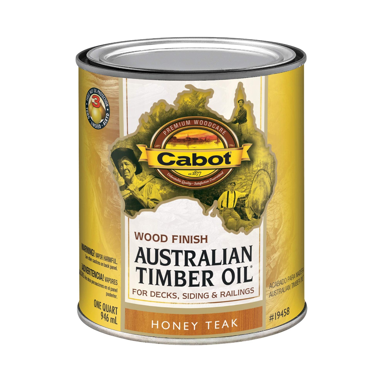 Cabot 140.0019458.005 Australian Timber Oil Water Reducible, Translucent, Honey