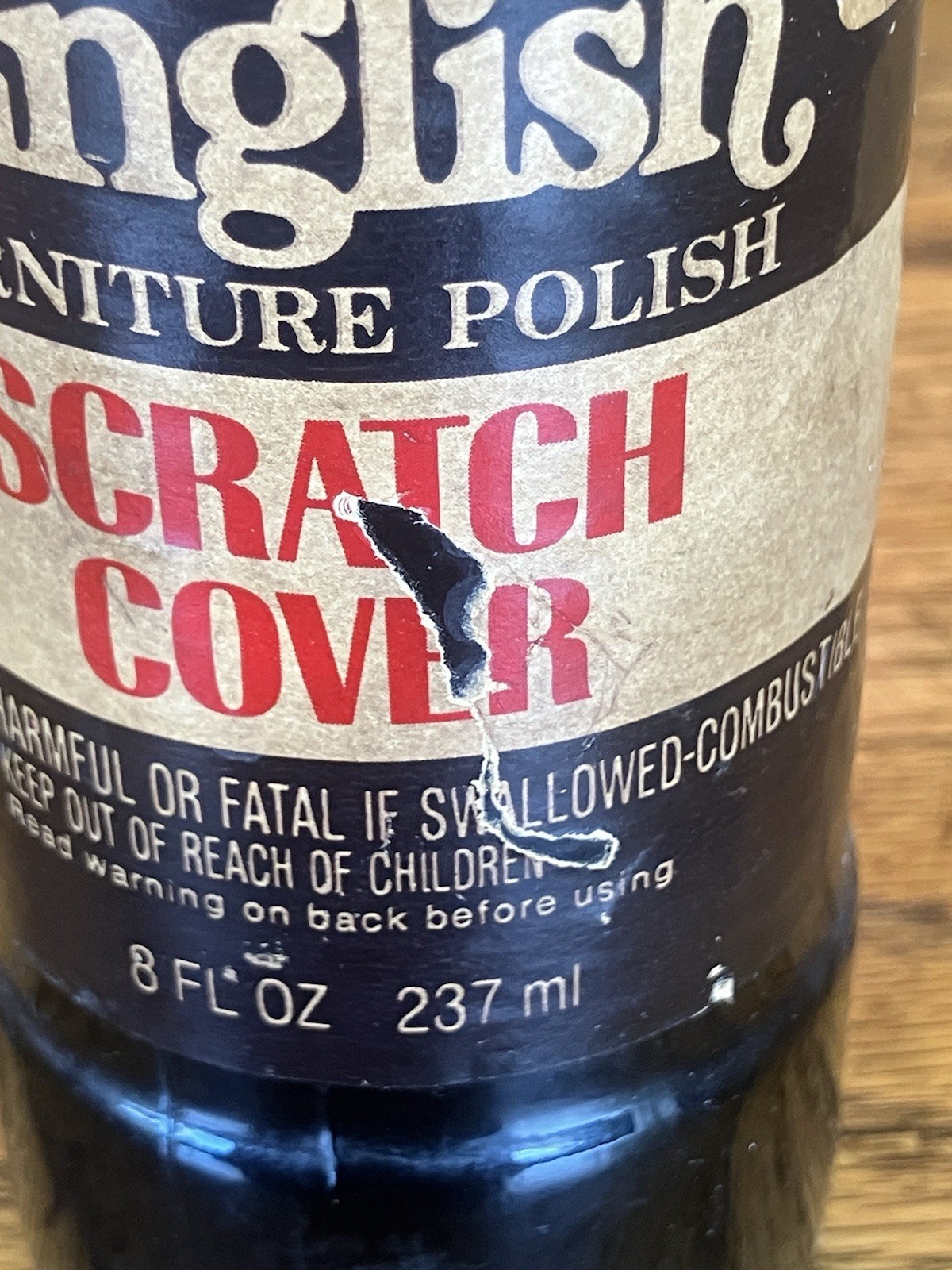 Old English Scratch Stain Dark Brown 8 fl oz for Furniture vintage glass bottle