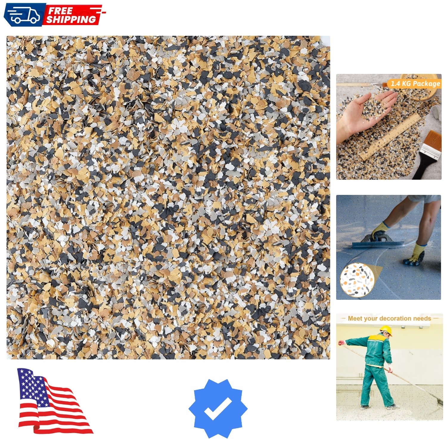 1400 G/ 3.08 Lb Blend Color Chips Concrete Floor Coatings Decorative Paint Fl…