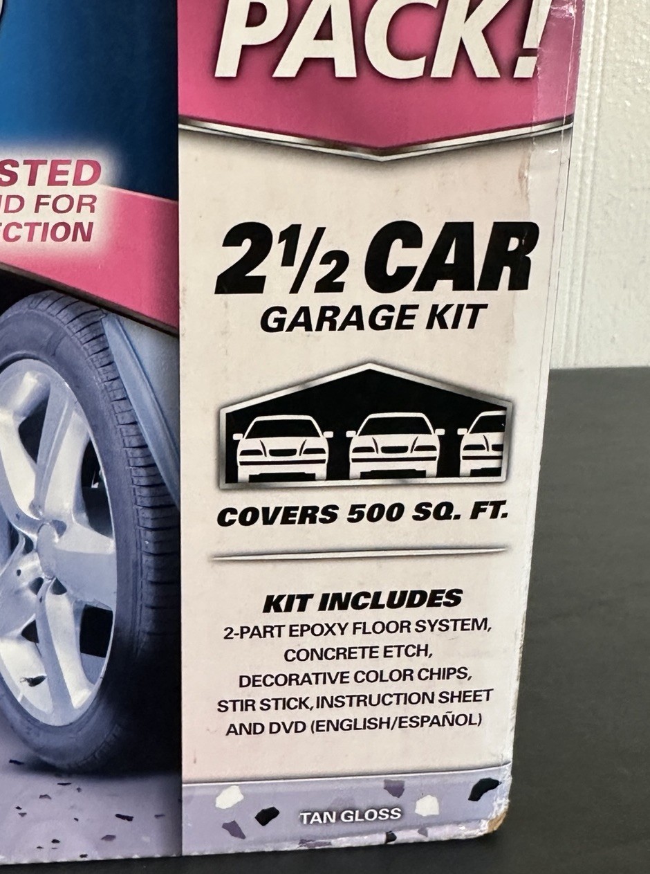 Garage Epoxy Shield Floor Kit Tan High-Gloss 2.5-Car Waterproof Sealant