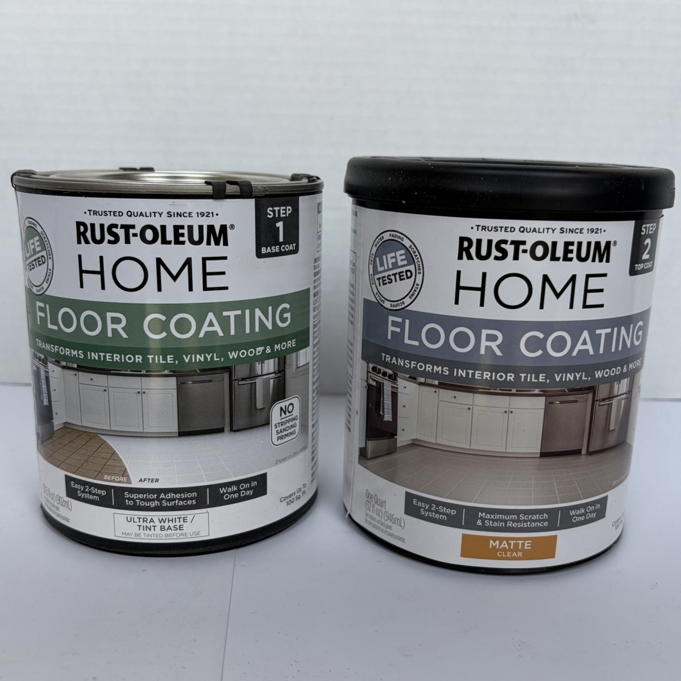 Rust-Oleum HOME Interior Floor Coating Kit 367594 2-Part Matte Greige 2 Qt New