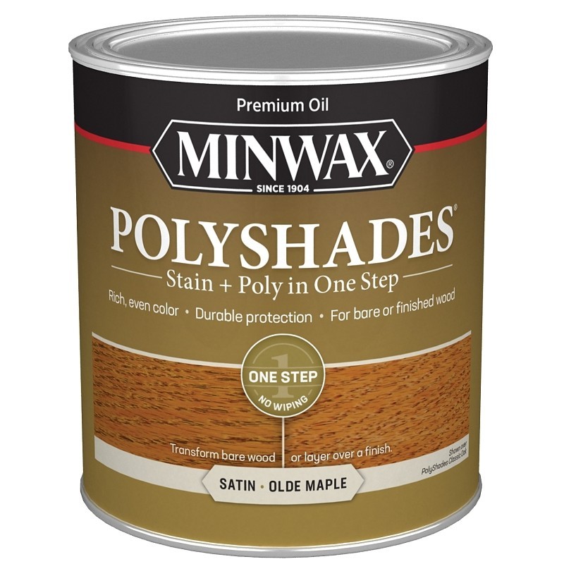 Minwax 61330444 Waterbased Polyurethane Stain, Satin, Liquid, Olde Maple, 1 qt,