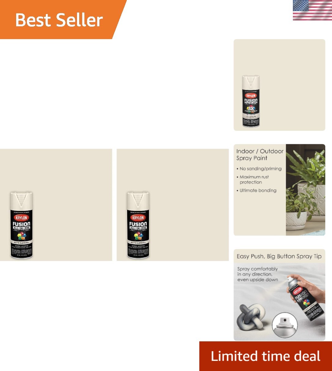 Versatile Matte Clamshell Spray Paint – 2x12oz Cans, Perfect for Any Surface
