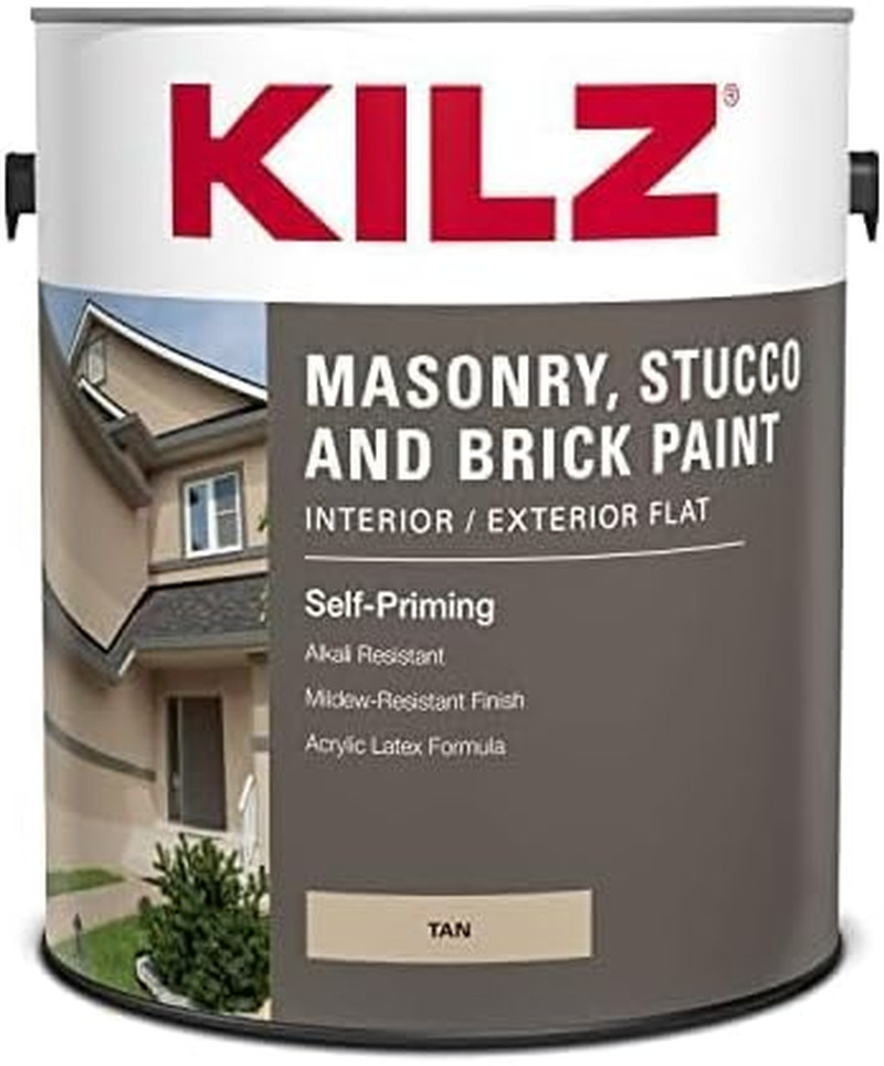 KILZ Self-Priming Masonry, Stucco and Brick Paint, TAN, 1 Gallon