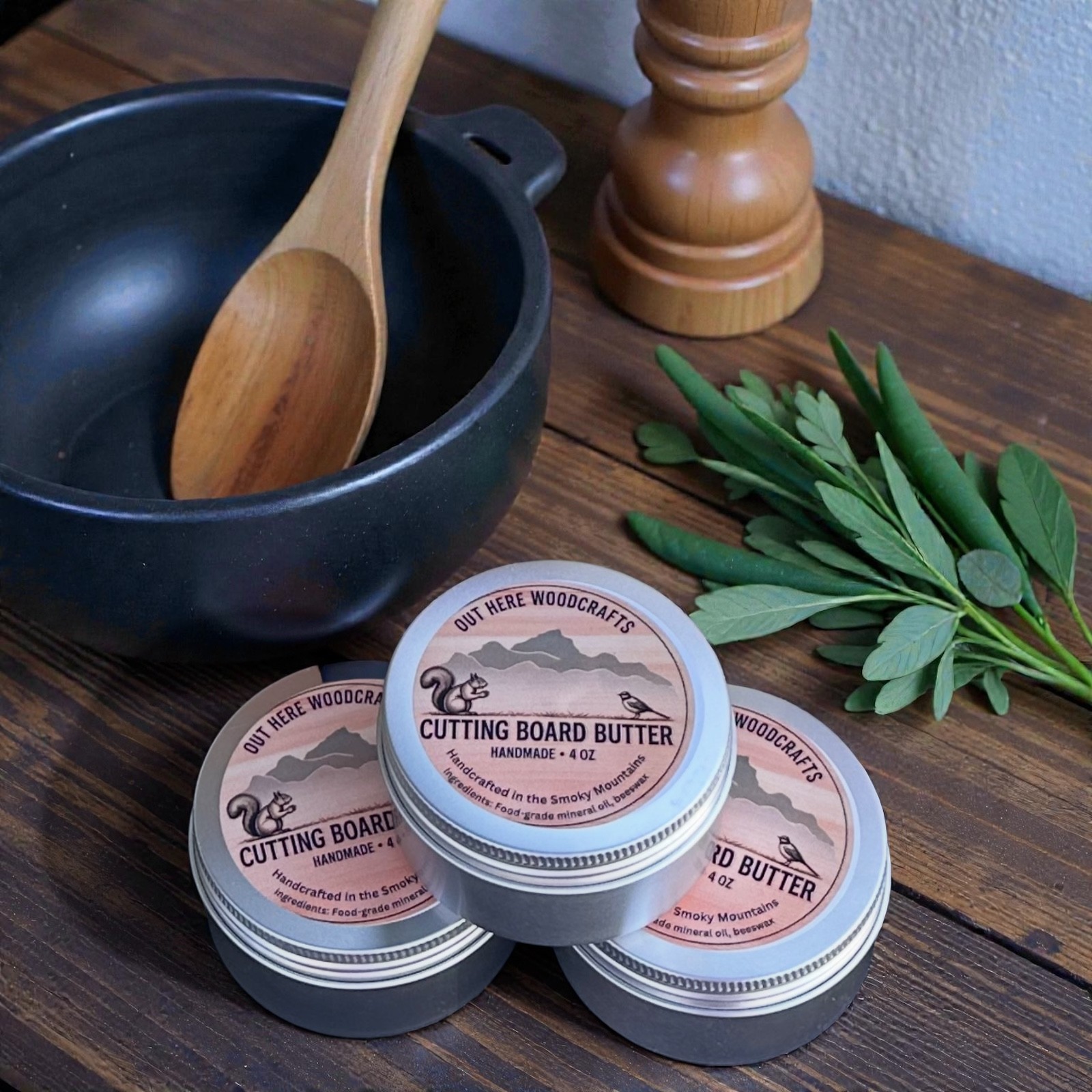 Handmade Cutting Board Butter – Food Safe Mineral Oil & Beeswax – 4 oz Tin