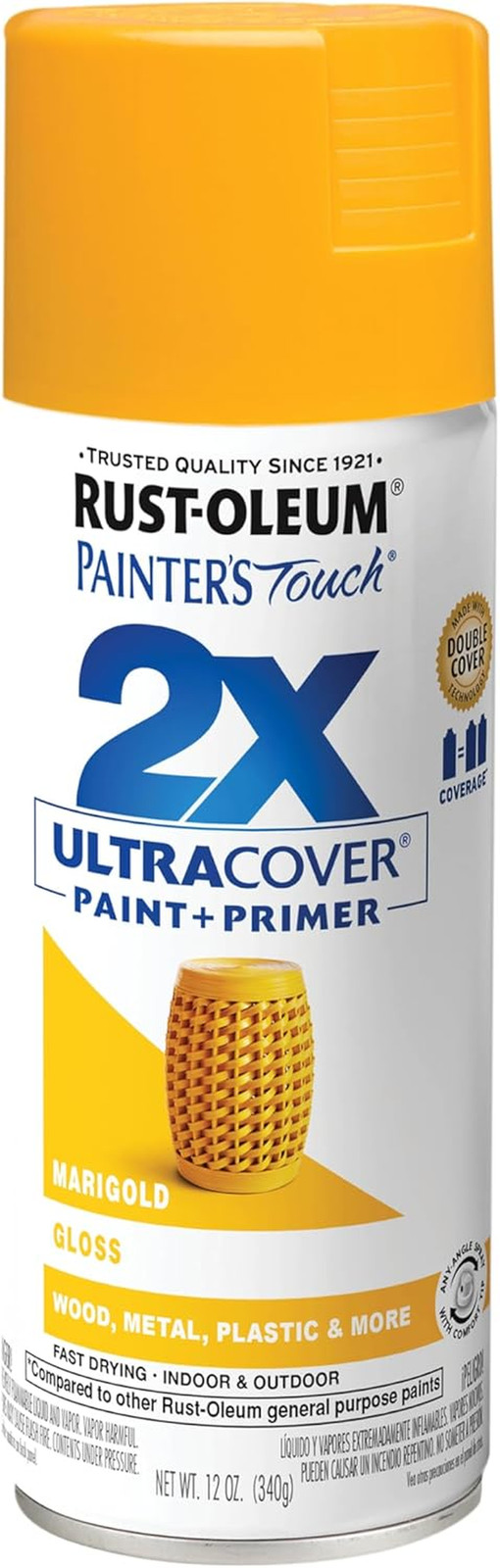 346955 Painter’S Touch 2X Ultra Cover Spray Paint, 12 Oz, Gloss Marigold