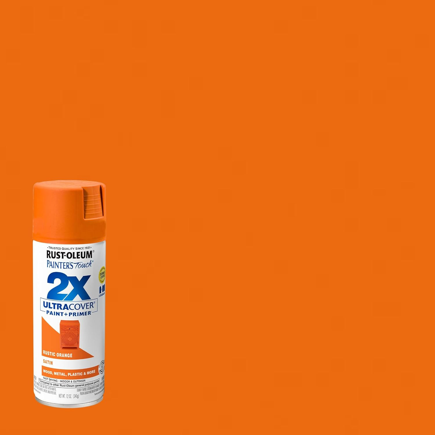 334089 Painter’S Touch 2X Ultra Cover Spray Paint, 12 Oz, Satin Rustic Orange