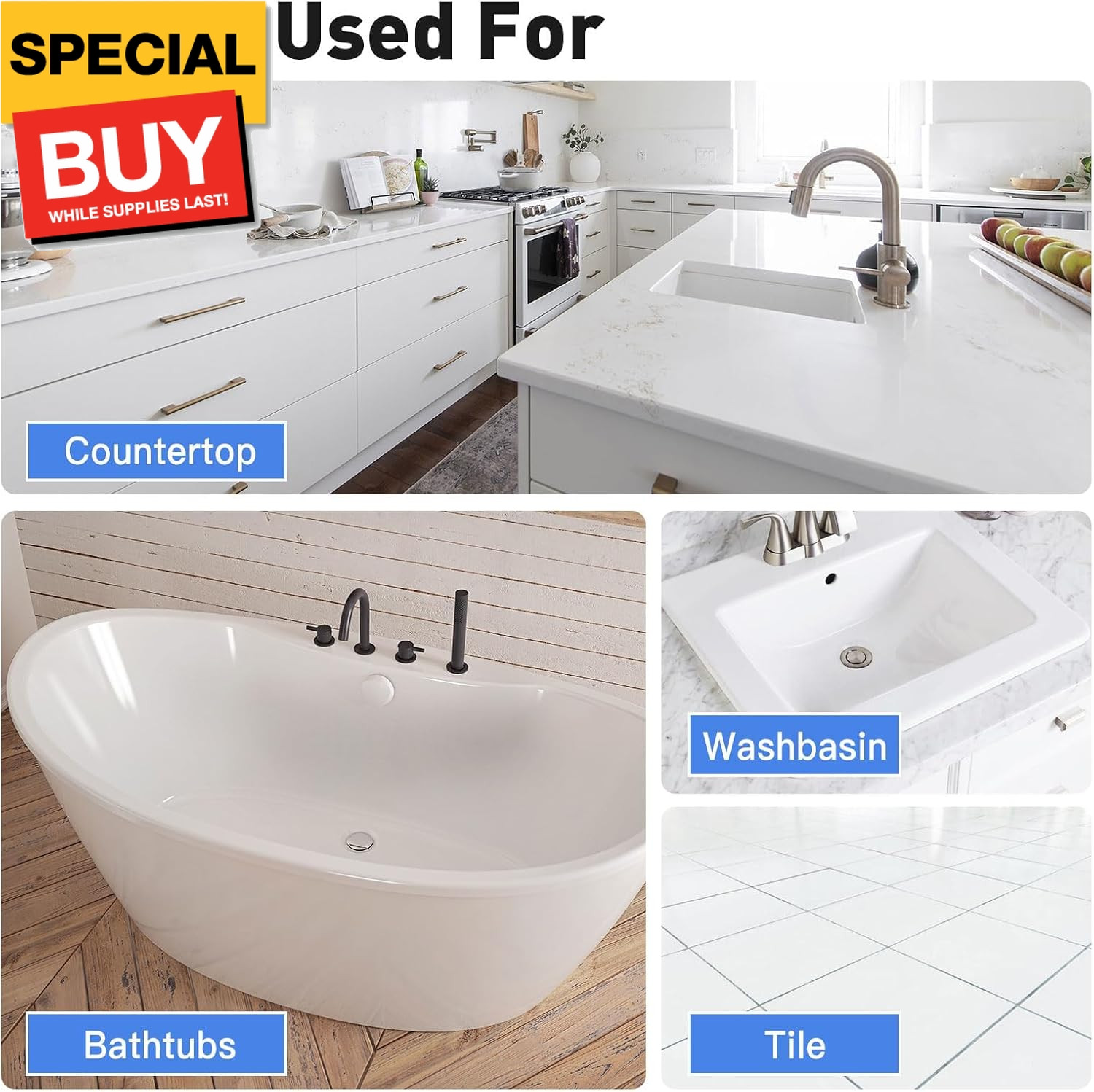 Tub and Tile Paint, Tub and Tile Refinishing Kit with Hardener, Tile Paint and T