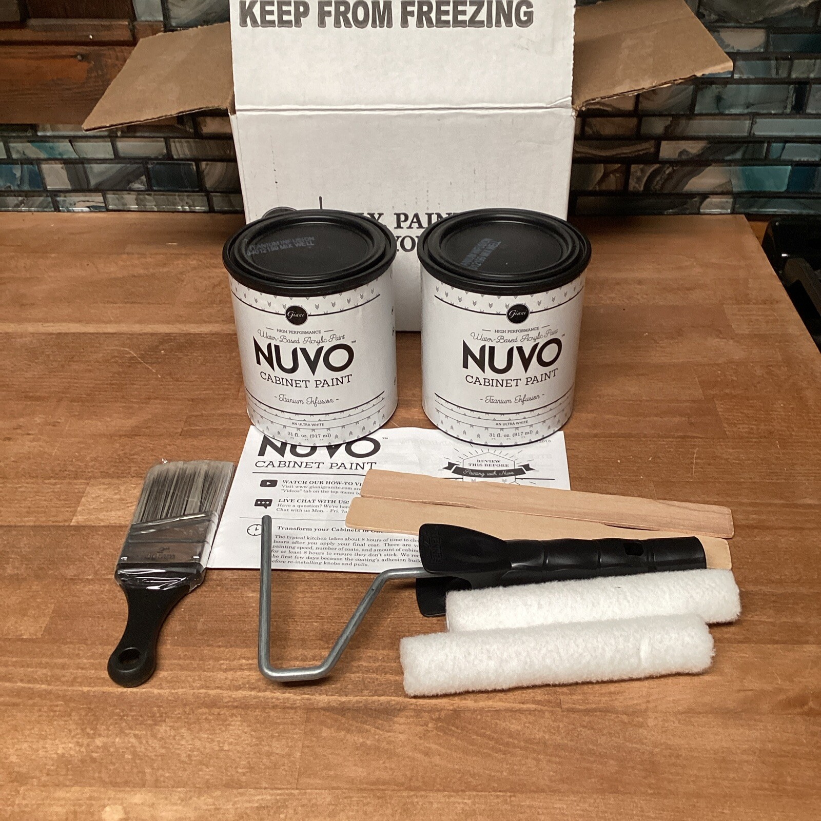 Nuvo Titanium Infusion Cabinet Makeover Paint Ultra Brilliant White Kit 2 Quart