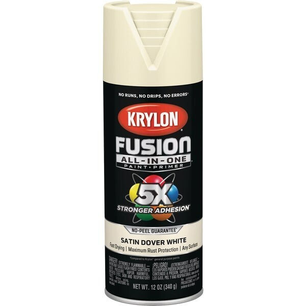 (6)-Krylon Fusion All-In-One Satin Spray Paint & Primer, Dover White K02737007
