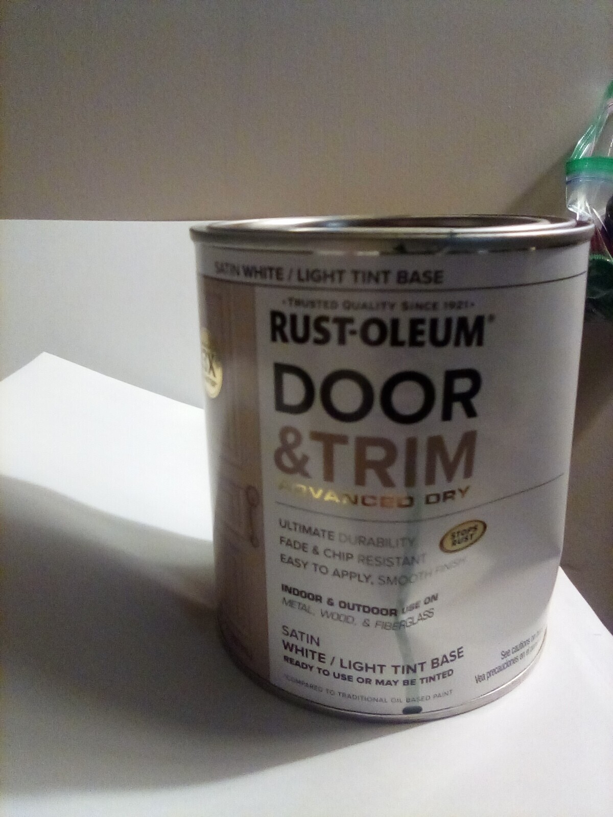 RustOleum Door & Trim Advanced Dry Satin White/Light Tint Base 32 Oz. FREE SHIP