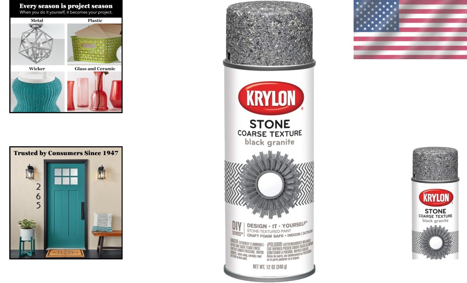 12 Oz Black Granite Coarse Texture Spray Paint – Indoor/Outdoor Metallic Finish