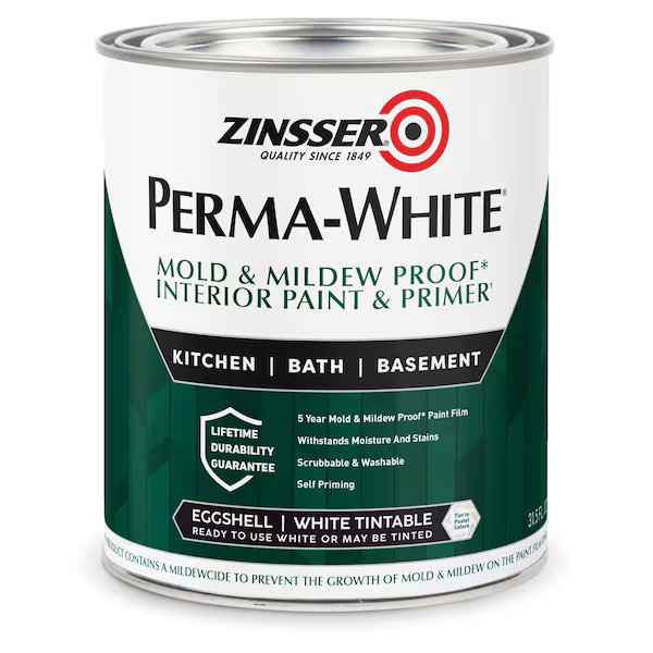 Zinsser Interior Paint, Eggshell, Water Base, White, 1 qt 2774 Zinsser 2774 1 qt