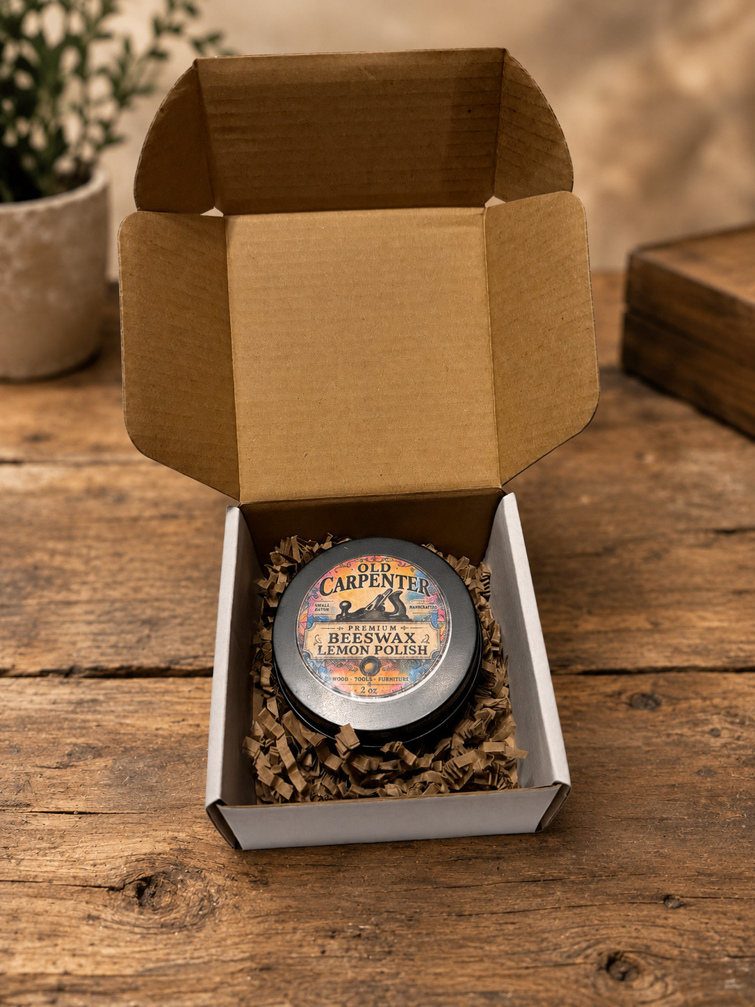 Old Carpenter Beeswax Lemon Polish 2 oz Soft Creamy Wax for Wood Tools Furniture
