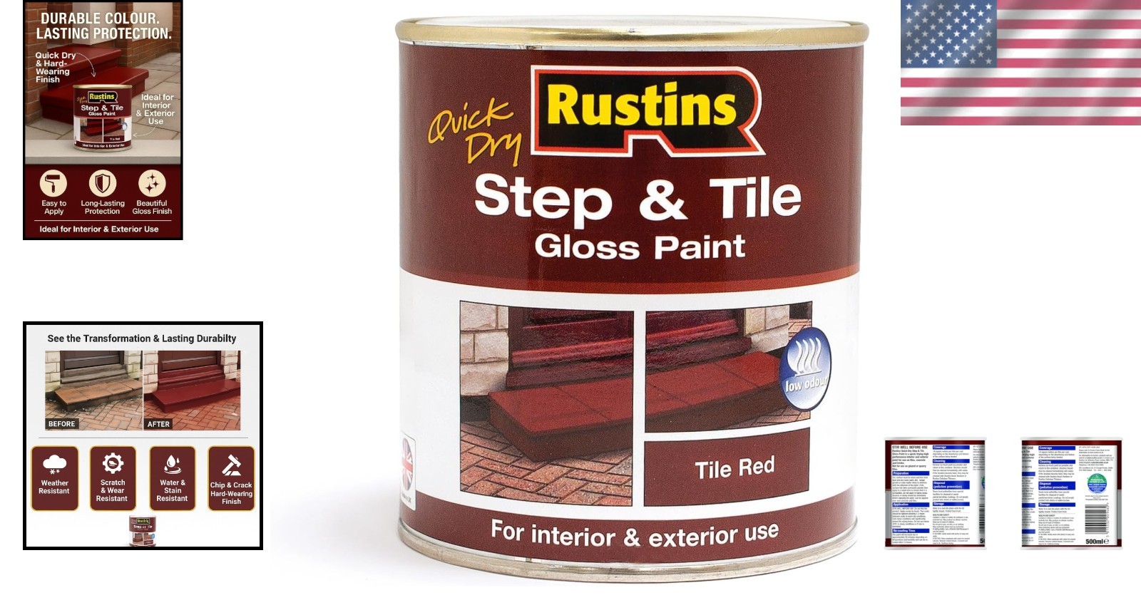 Quick Dry Red Step & Tile Paint – High Gloss Finish, 500ml for Stylish Surfaces