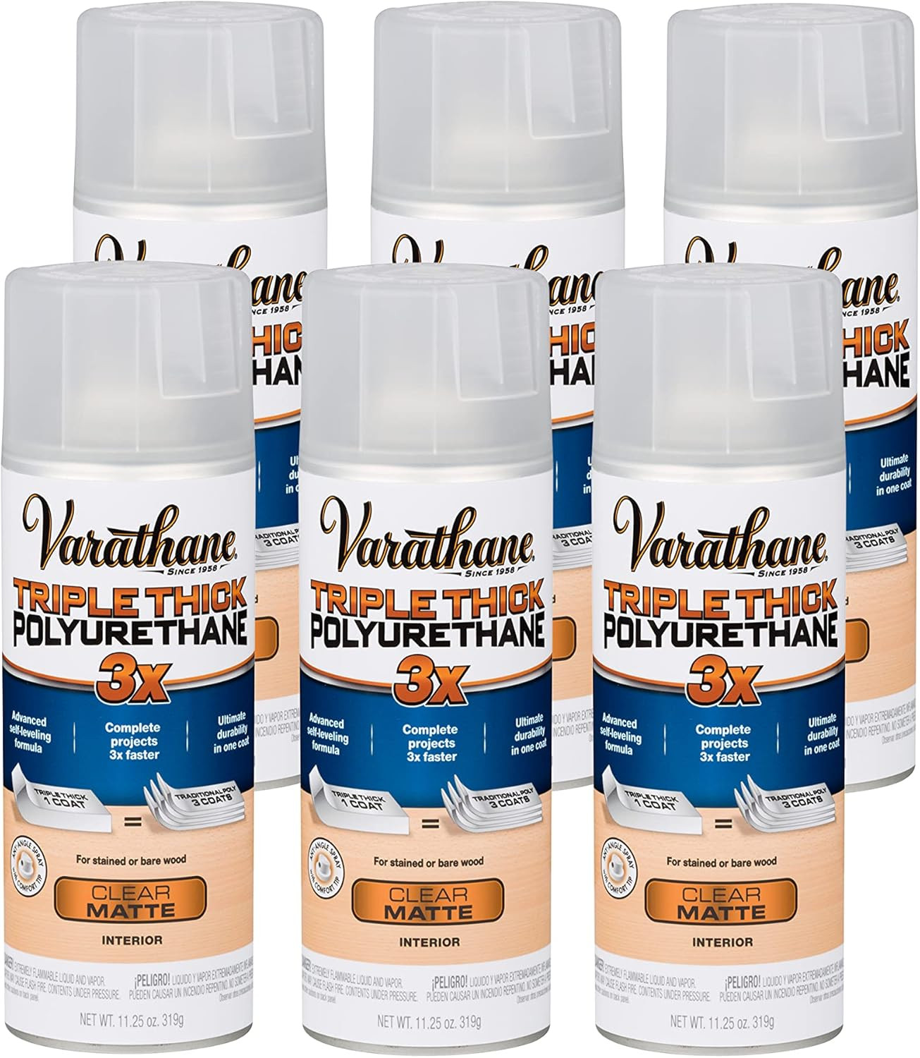 Triple Thick Polyurethane Matte Finish Spray – 6 Pack, 11.25 Oz Each