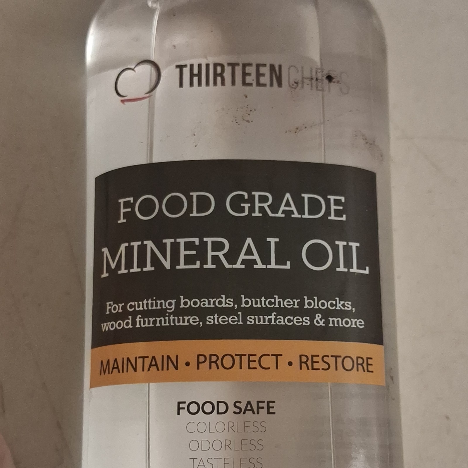 Thirteen Chefs Food Safe Mineral Oil for Wood Furniture & Steel Surfaces