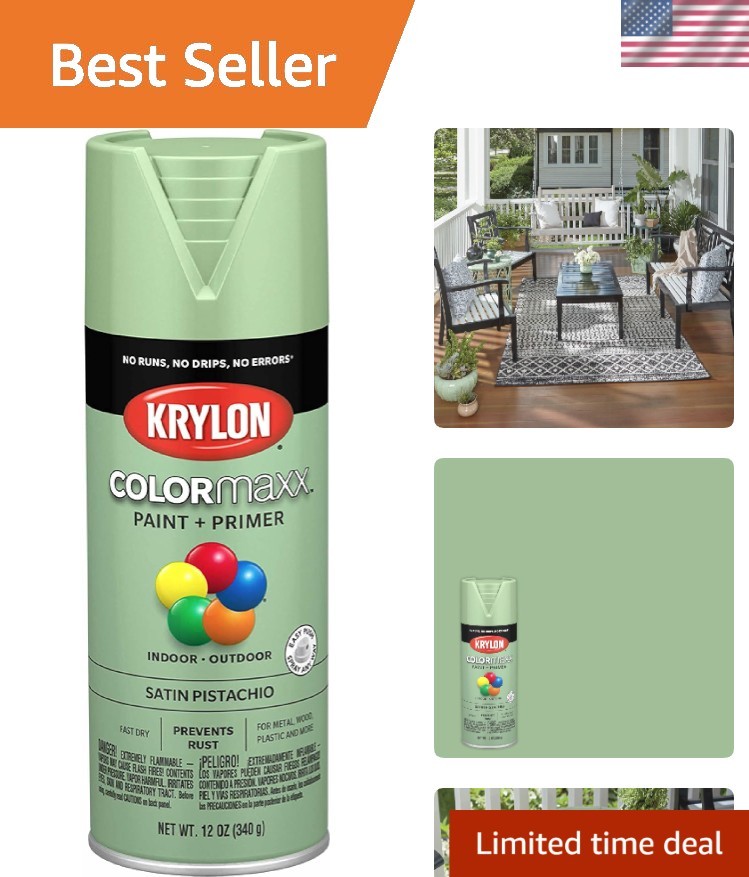 Satin Pistachio Spray Paint & Primer, Ideal for Indoor/Outdoor Projects