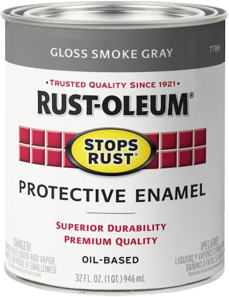 7786502-2PK Stops Rust Brush on Paint, 1 Quarts, Gloss Smoke Gray, 2 Can, (Pack