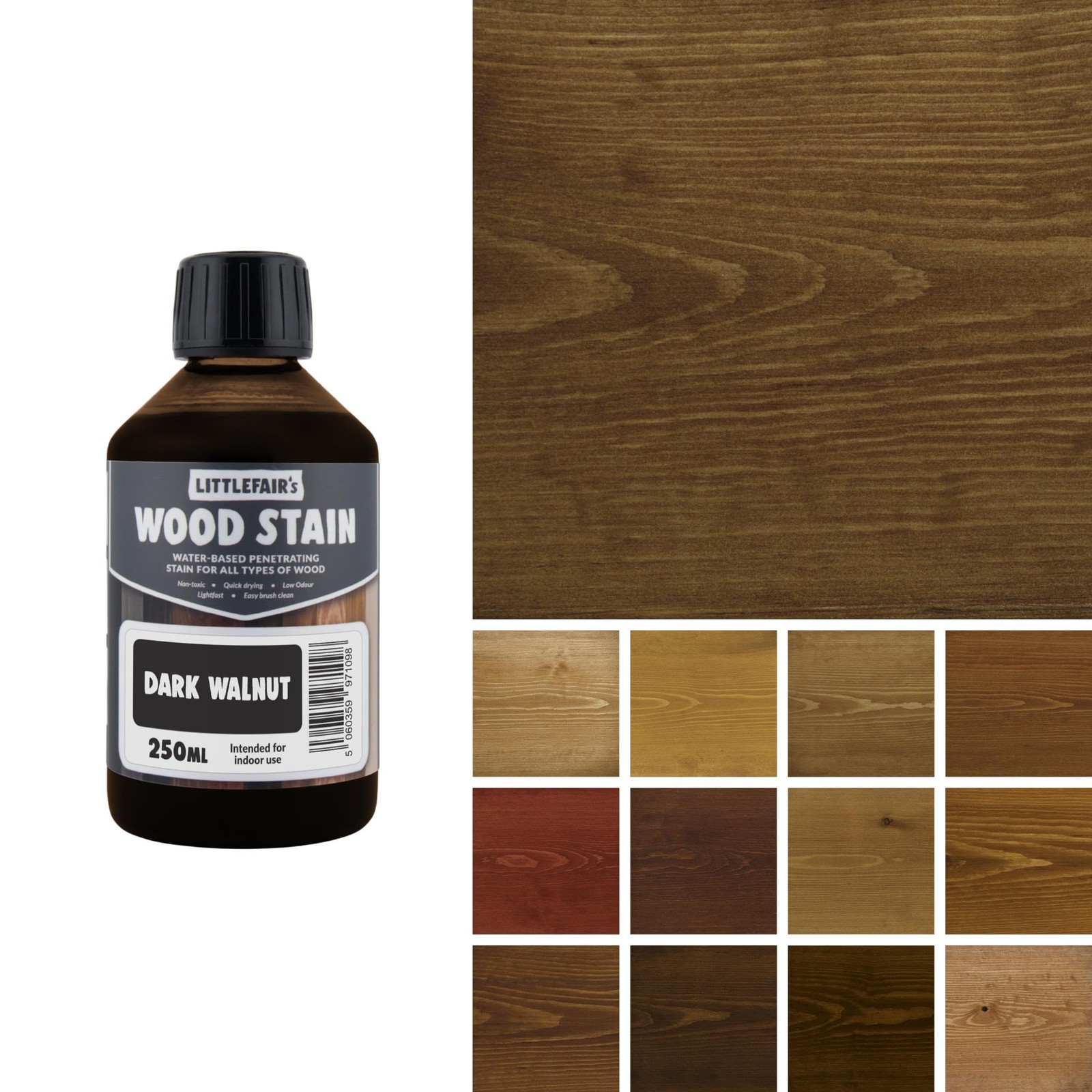 Wood Stain Water Based – 8.5oz/250ml – Indoor Furniture Stain Light & Dark Fi…