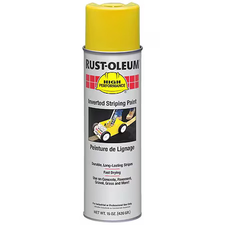 Rust-Oleum 2348838V Inverted Striping Paint, 18 Oz, Yellow, Solvent -Based