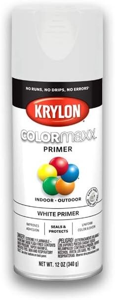 Krylon Colormaxx ~ Primer White ~ Spray Paint 12oz 5584 Seals & Protects