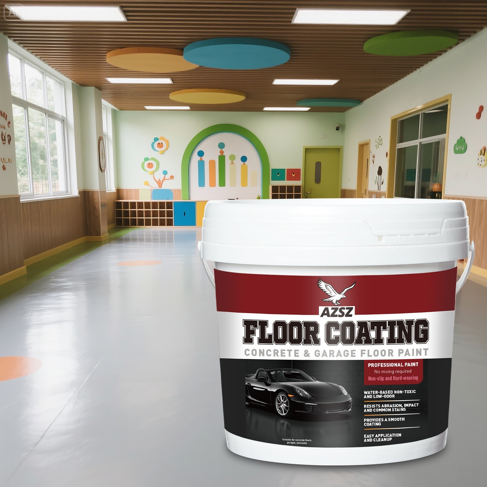10Gal Acrylic Floor Concrete Paint, Indoor Outdoor Garage Floor Driveway Coating