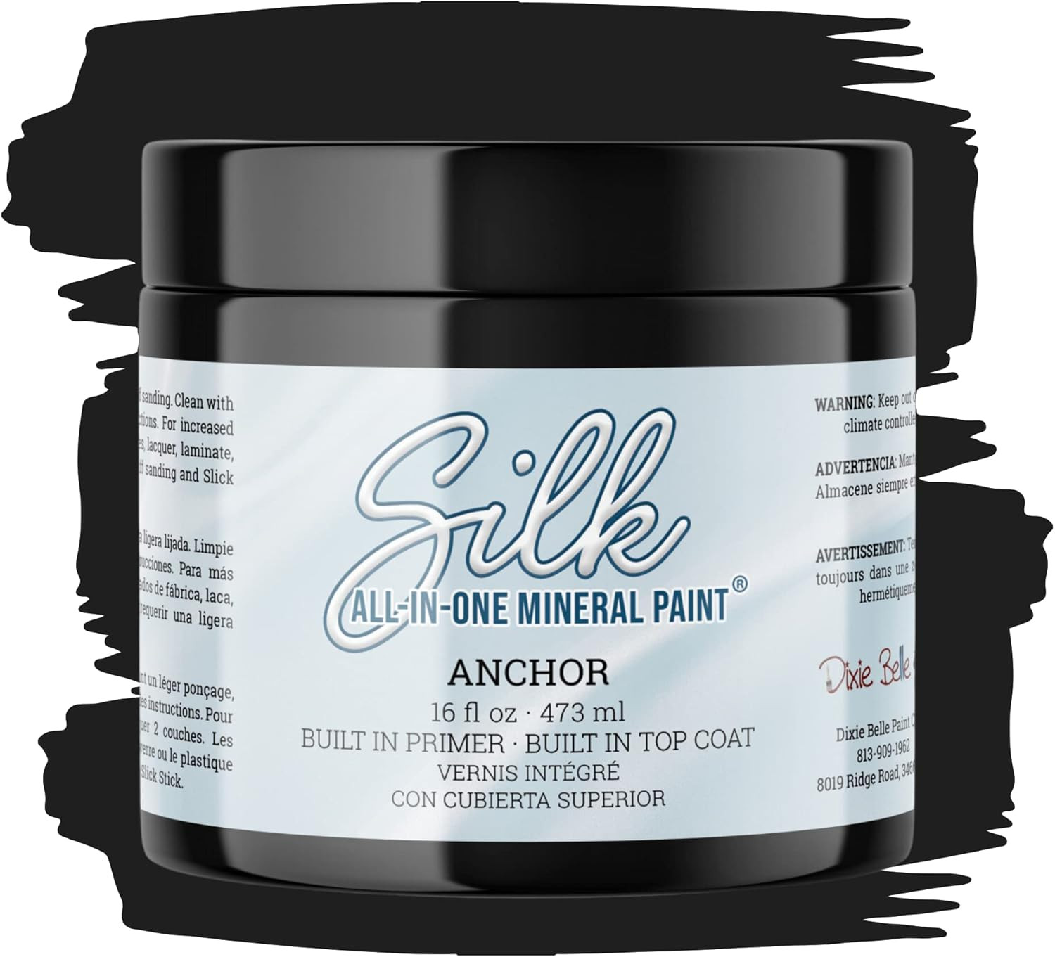 Dixie Belle Silk All-In-One Mineral Paint – Anchor (16 Fl Oz) – Black Water Base