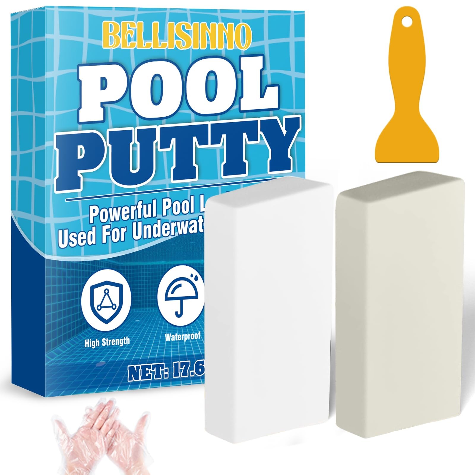 Epoxy Putty, 17.6 oz. Pool Underwater or Above Fast Repair, Fix White