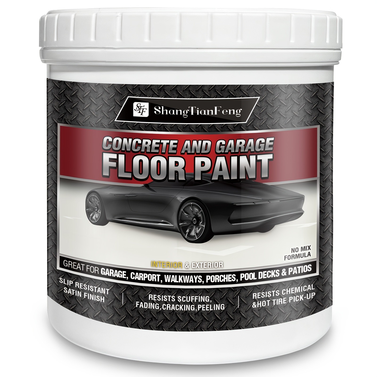 High Hardness Floor Paint Acrylic Concrete Coating for Garage Driveway, 1 Gal