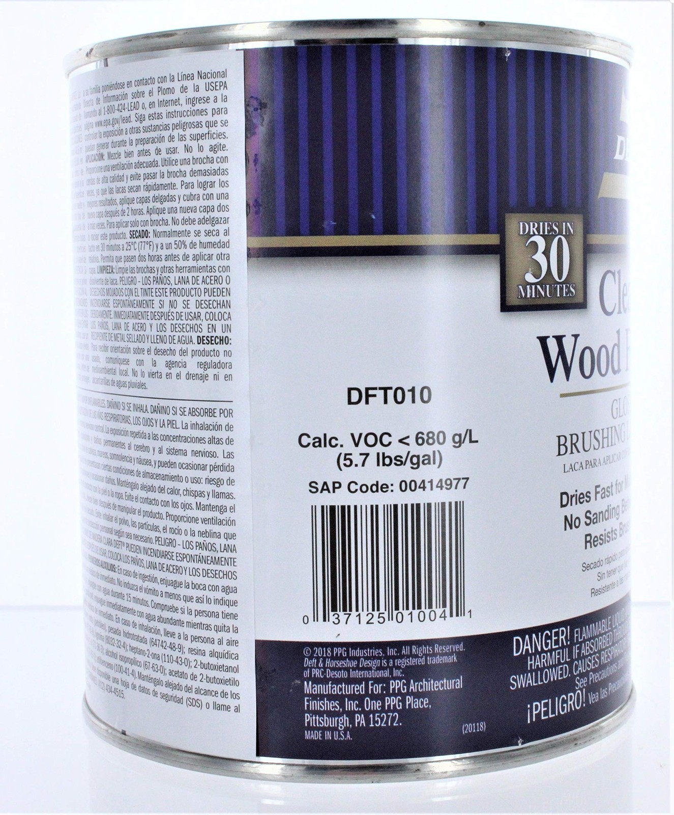 Deft Interior Clear Wood Finish Gloss Brushing Lacquer, Quart