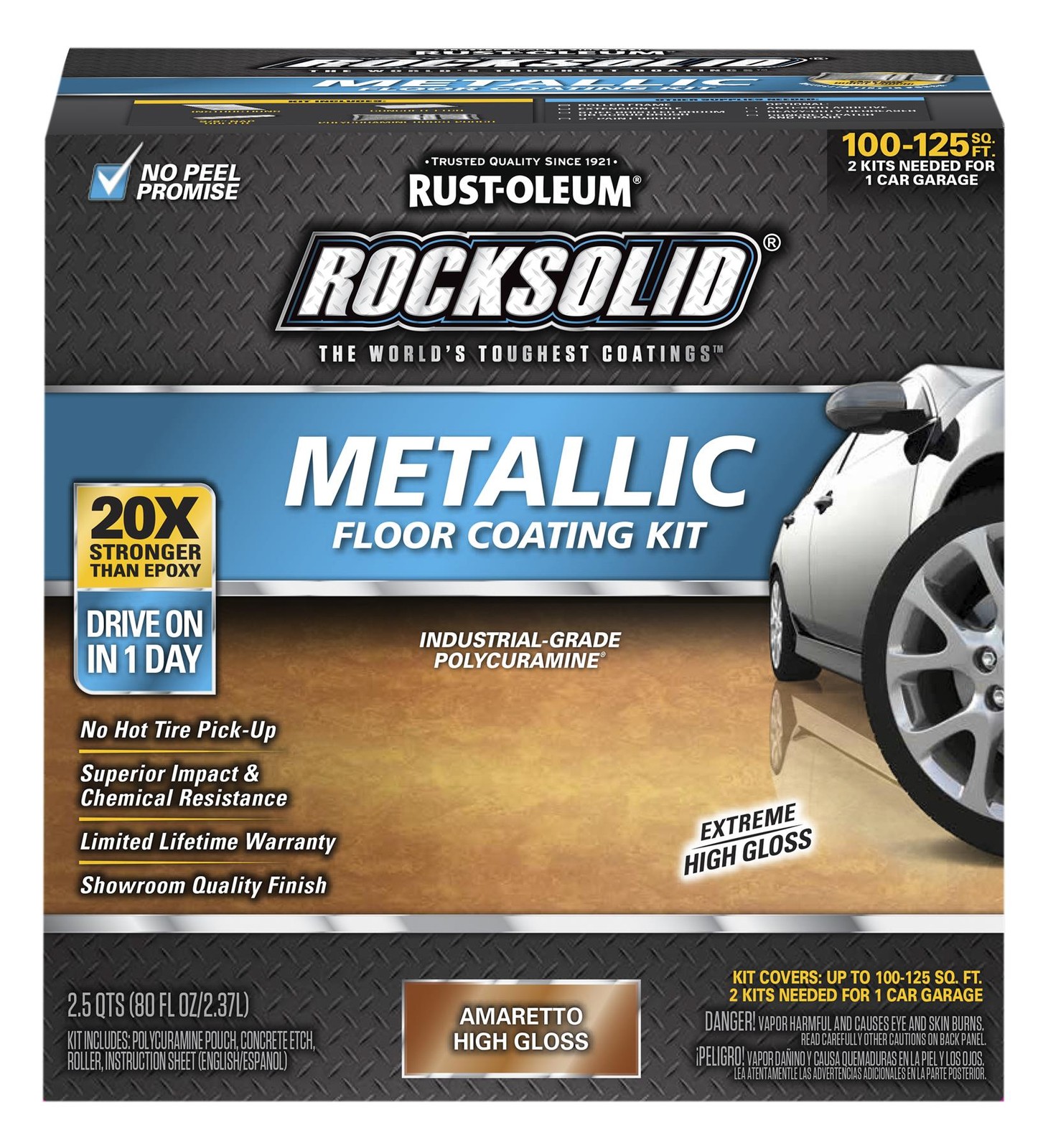 RockSolid Metallic Floor Coating Kit, Amaretto, High Gloss, 80 Oz – 299741