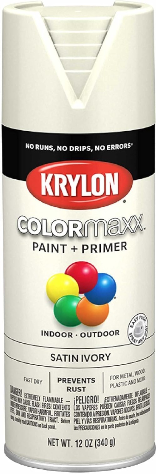 Versatile Satin Ivory Spray Paint & Primer – 12oz for Indoor/Outdoor Projects