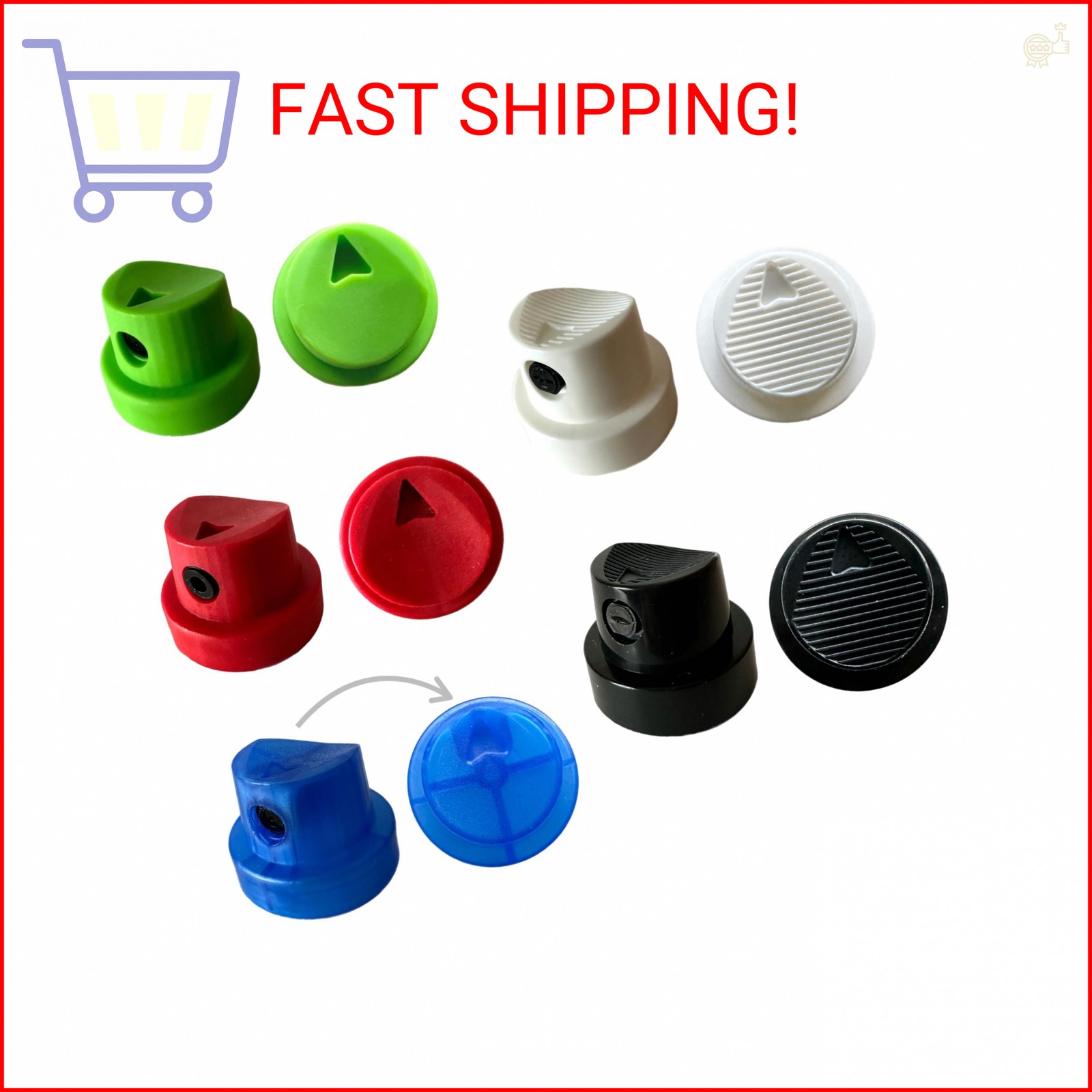 6pc (1 pk) Replacement Spray Paint Caps For Female Cans, Variety Pack Aerosol Sp
