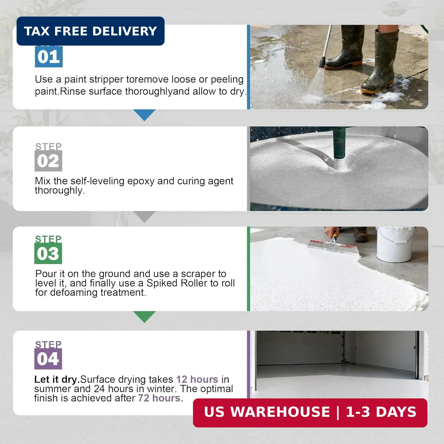 Epoxy Colored Sand Floor Paint for Concrete (420 Fl Oz),Self-leveling Epoxy Floo