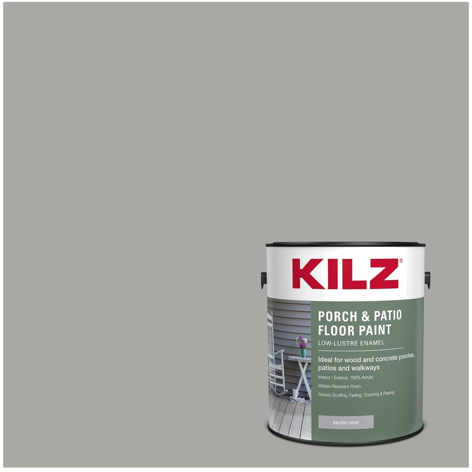 Acrylic Porch & Patio Latex Paint – Silver Gray, 1 Gallon