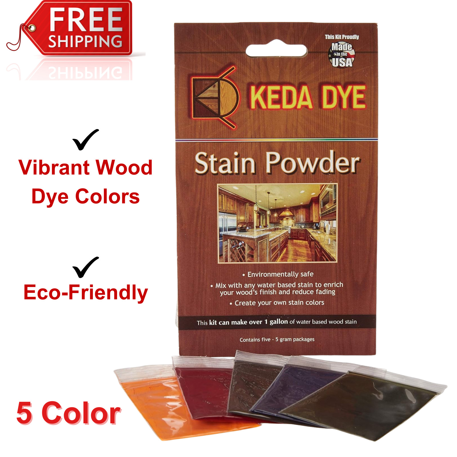 5 Color Wood Dye Kit Makes 5 Quarts In 5 Wood Stain Colors Keda Dye Stain Kit