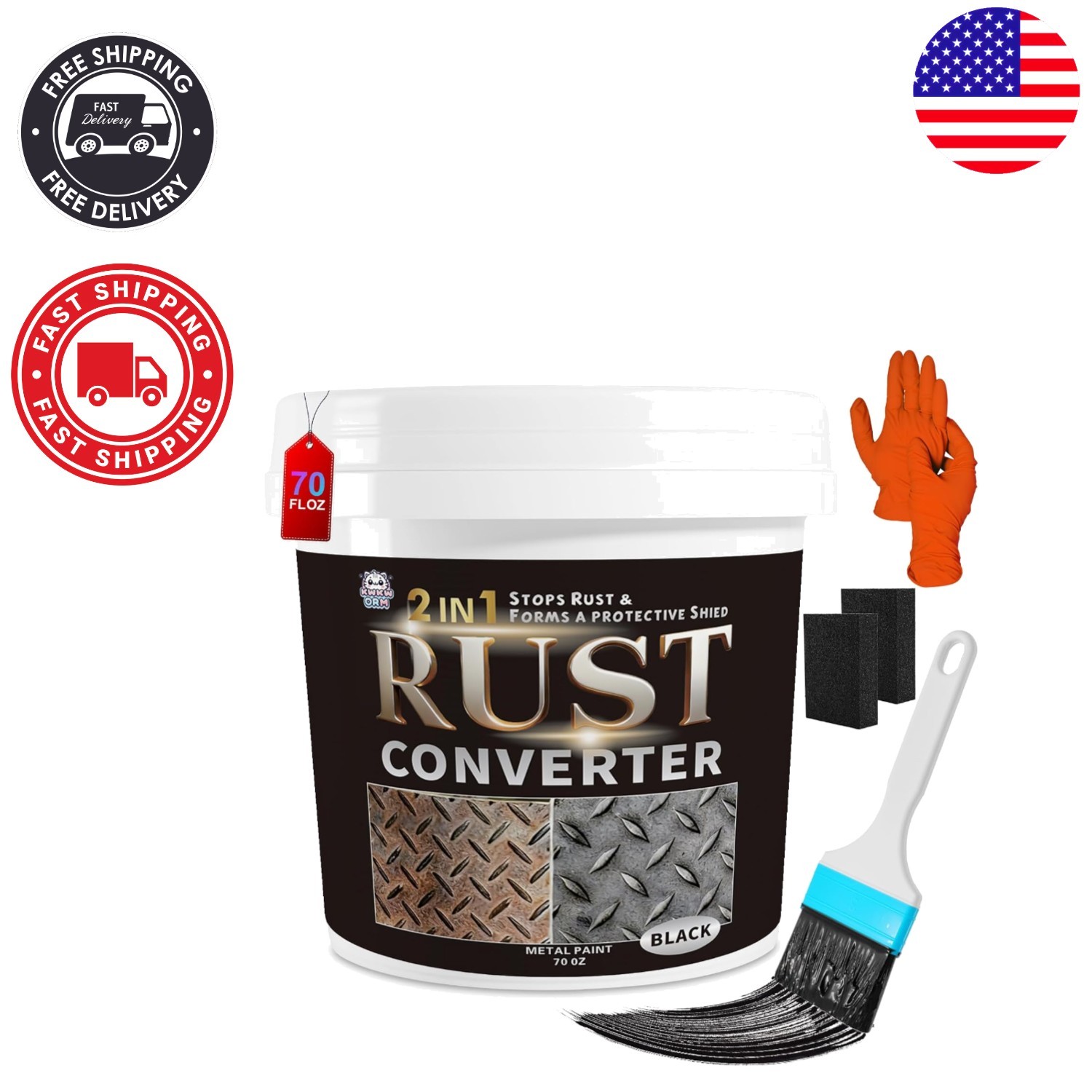 Anti-Rust Coating & Primer: 2-in-1 Formula for Automotive & Marine Use, 70.5 oz