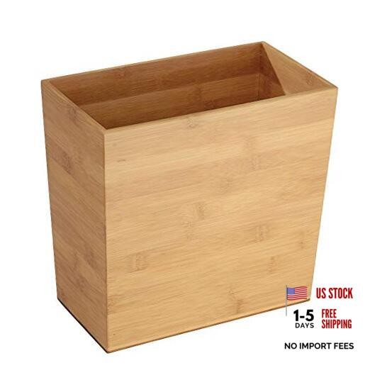 Rectangular Bamboo Waste Basket, The Formbu Collection – 10.5″ x Pack of 1
