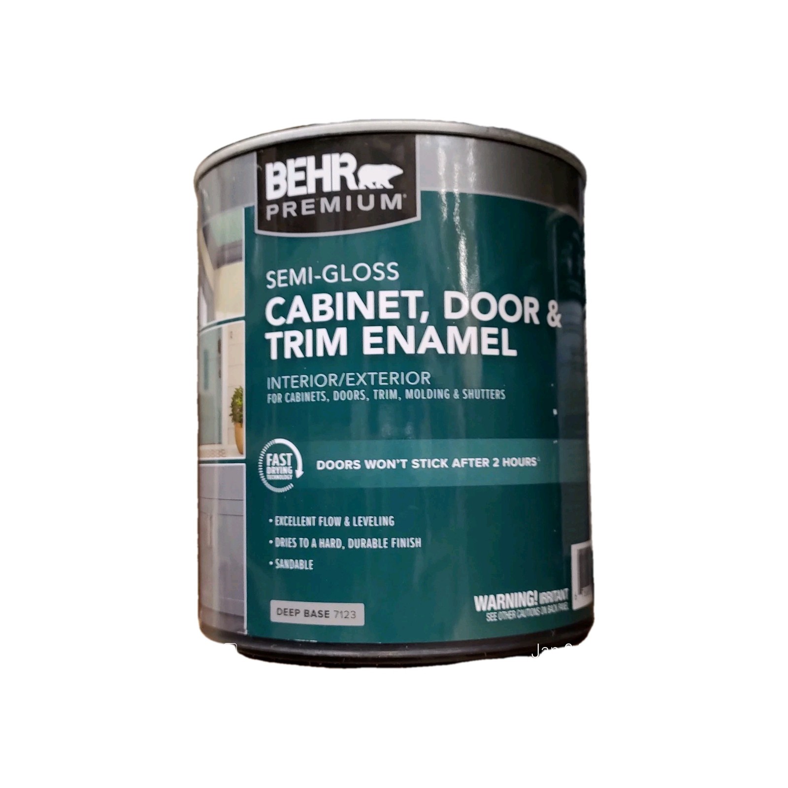 Behr Cabinet Door & Trim Semi Gloss Paint,White Color:Size 1 Quart :New:Fast S&H