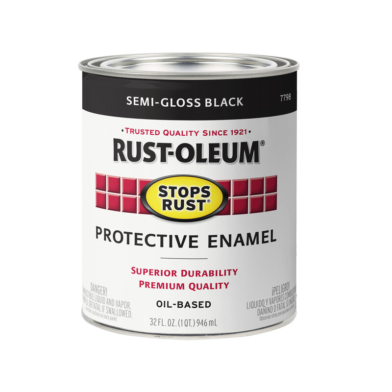 Rust-Oleum 7798-502 STOPS RUST Protective Enamel, Semi-Gloss, Black, 1 qt Can